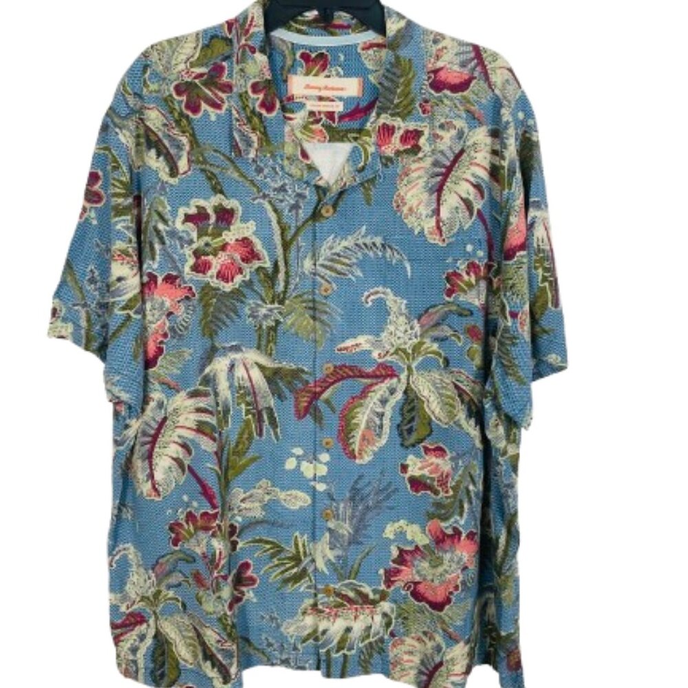 Tommy Bahama Men's Hawaiian Floral Silk Camp Shirt Island Modern Fit Sz XXL